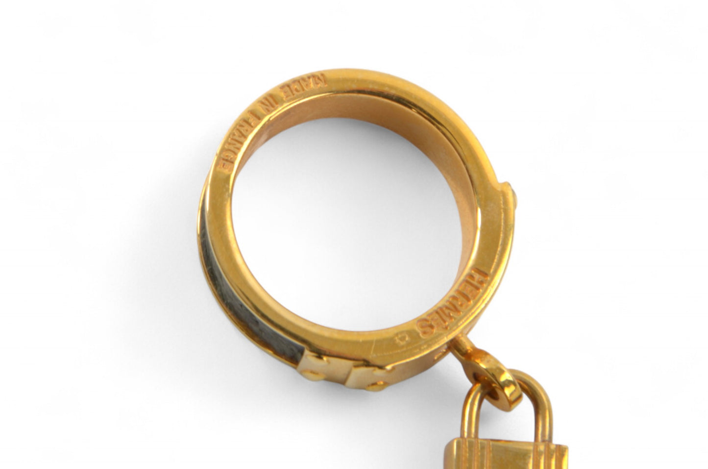 Hermès Gold Tone Lizard Kelly Cadena Belt Scarf Ring Pin Vintage Designer Classic Authentic