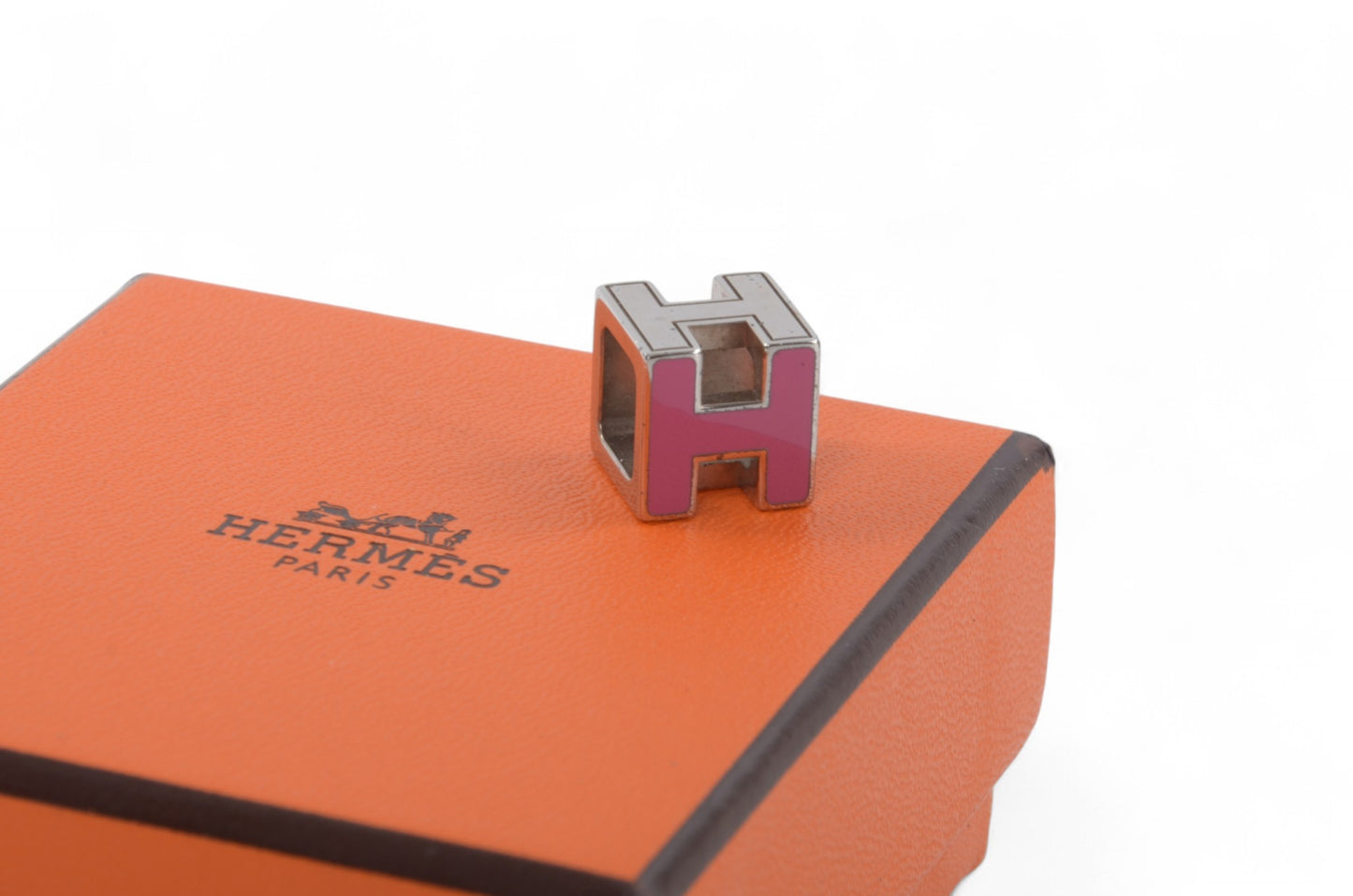 Hermès Cage d'Ache d'H Cube Pendant Steel silver Necklace Designer Classic Authentic