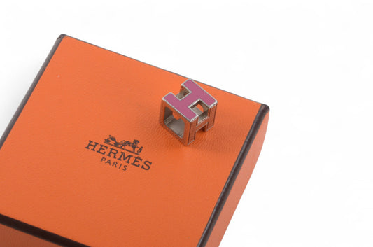 Hermès Cage d'Ache d'H Cube Pendant Steel silver Necklace Designer Classic Authentic