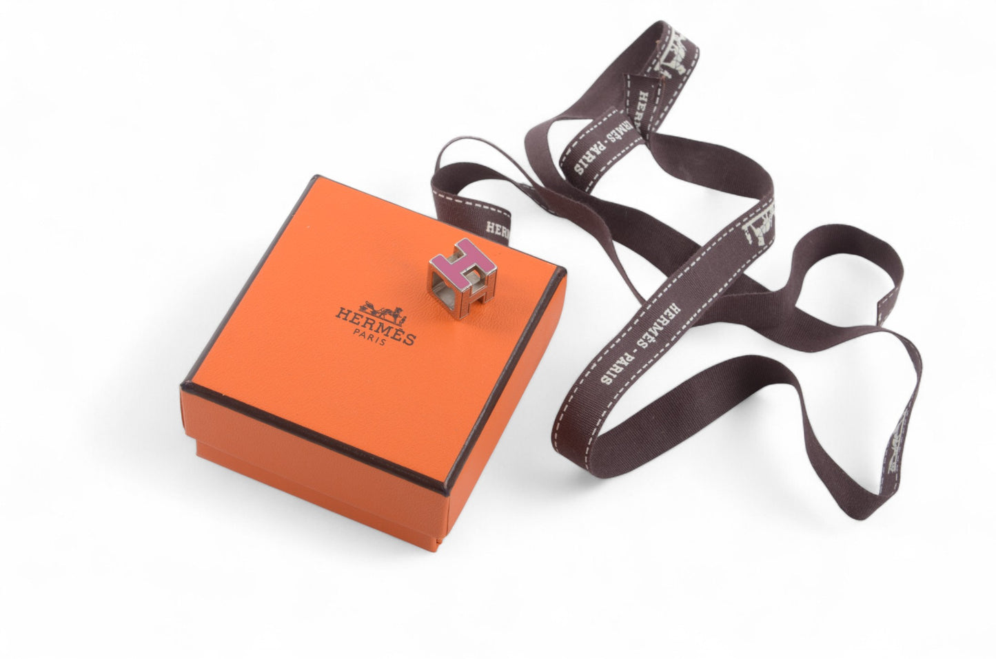 Hermès Cage d'Ache d'H Cube Pendant Steel silver Necklace Designer Classic Authentic