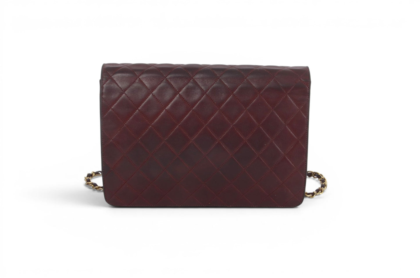 Chanel Classic Single Flap Bag Bordeaux Lambskin Matelasse CC Lock Chain Shoulder Bag Vintage Designer