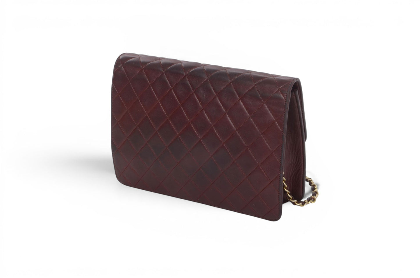 Chanel Classic Single Flap Bag Bordeaux Lambskin Matelasse CC Lock Chain Shoulder Bag Vintage Designer