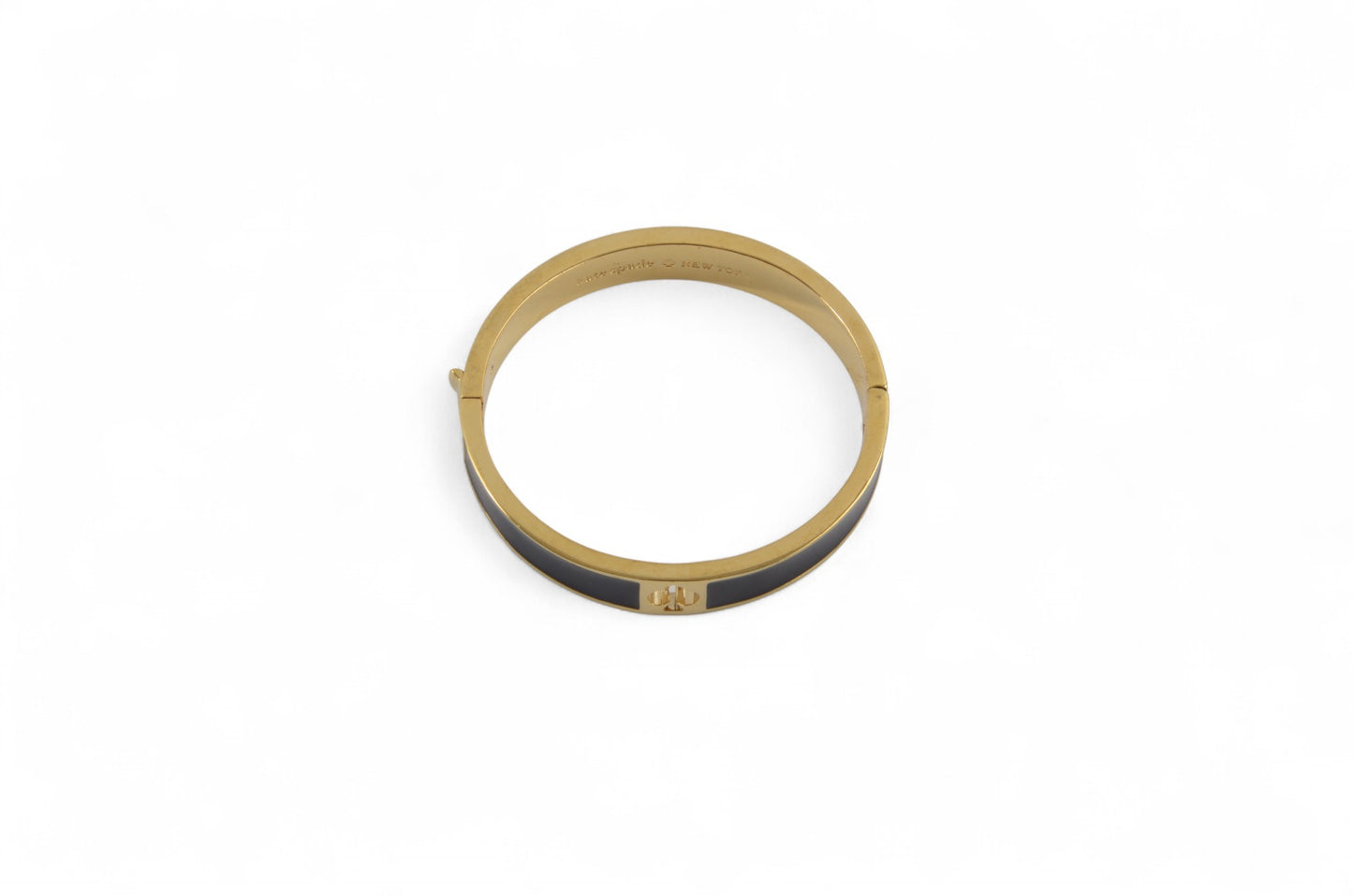 Kate Spade New York Bangle Bracelet Black Enamel Gold tone Designer Classic