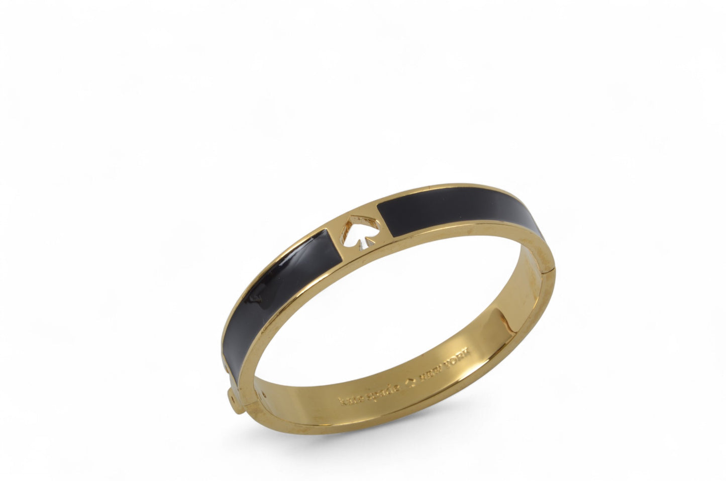 Kate Spade New York Bangle Bracelet Black Enamel Gold tone Designer Classic