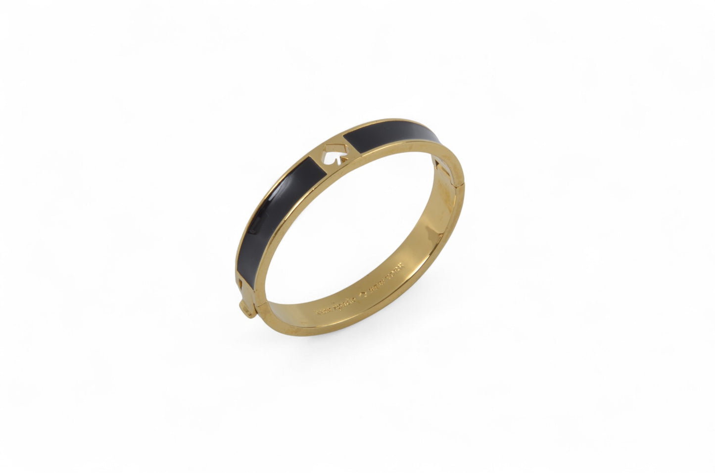 Kate Spade New York Bangle Bracelet Black Enamel Gold tone Designer Classic