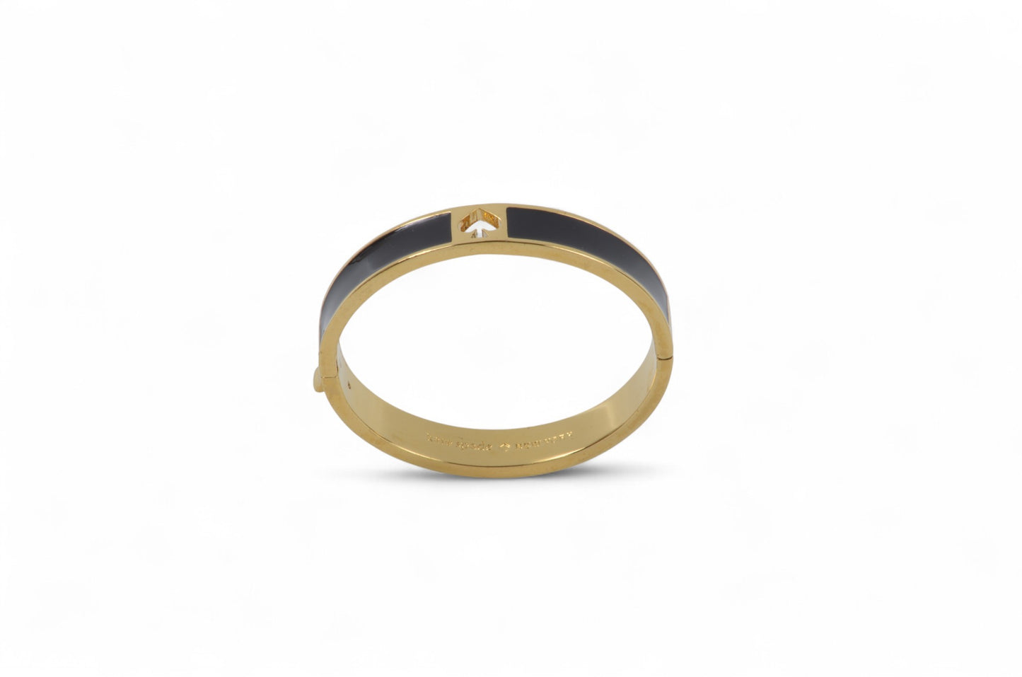 Kate Spade New York Bangle Bracelet Black Enamel Gold tone Designer Classic