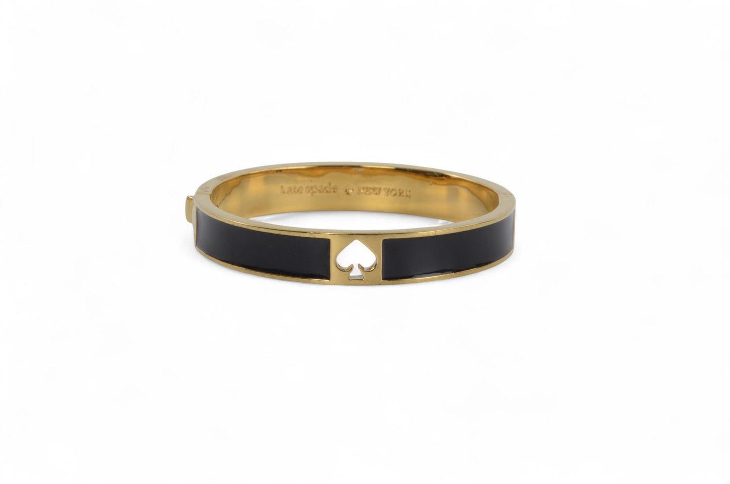 Kate Spade New York Bangle Bracelet Black Enamel Gold tone Designer Classic