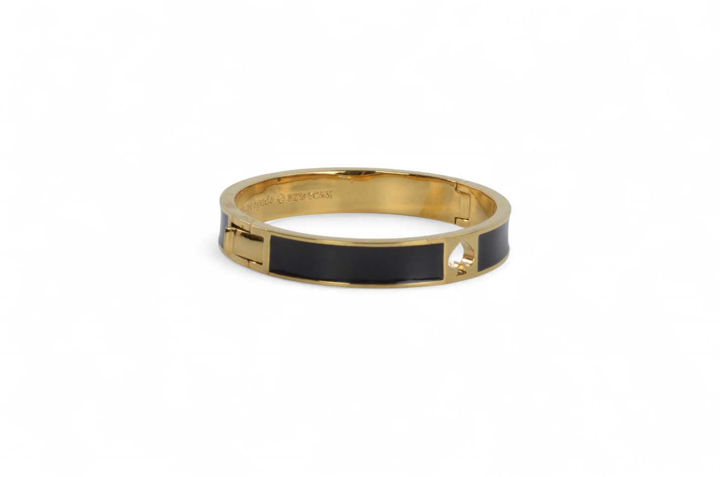 Kate Spade New York Bangle Bracelet Black Enamel Gold tone Designer Classic