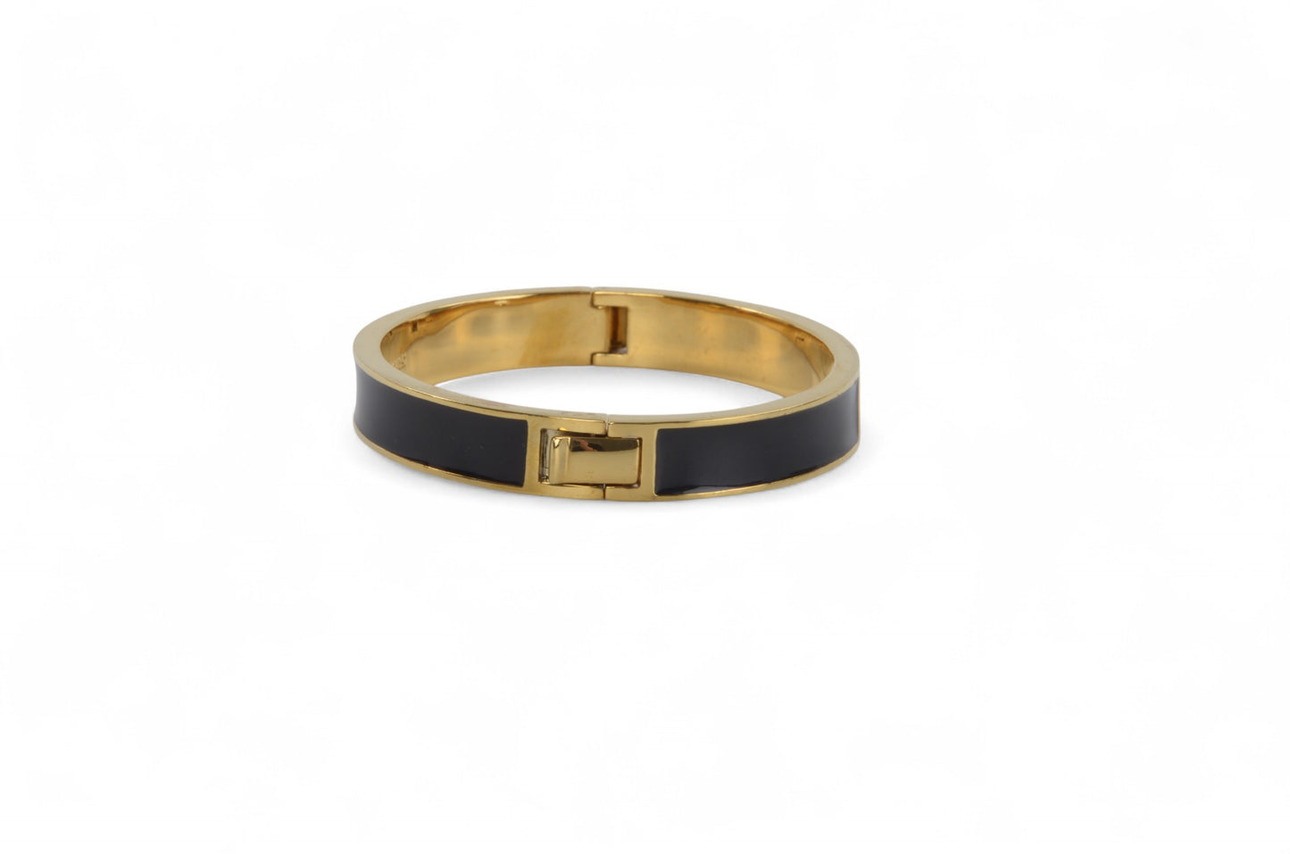 Kate Spade New York Bangle Bracelet Black Enamel Gold tone Designer Classic