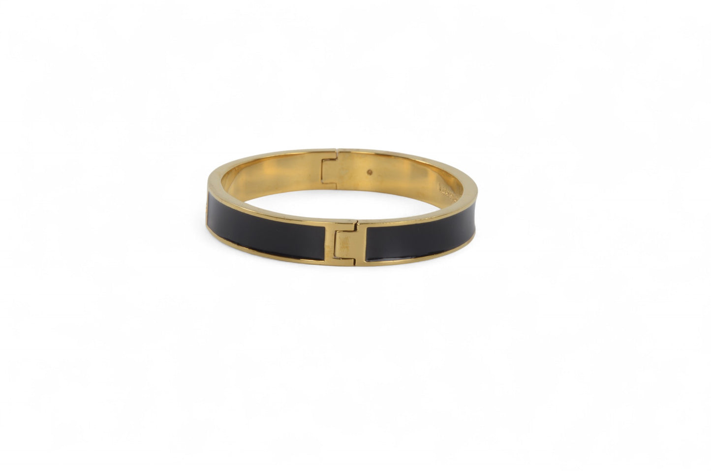 Kate Spade New York Bangle Bracelet Black Enamel Gold tone Designer Classic