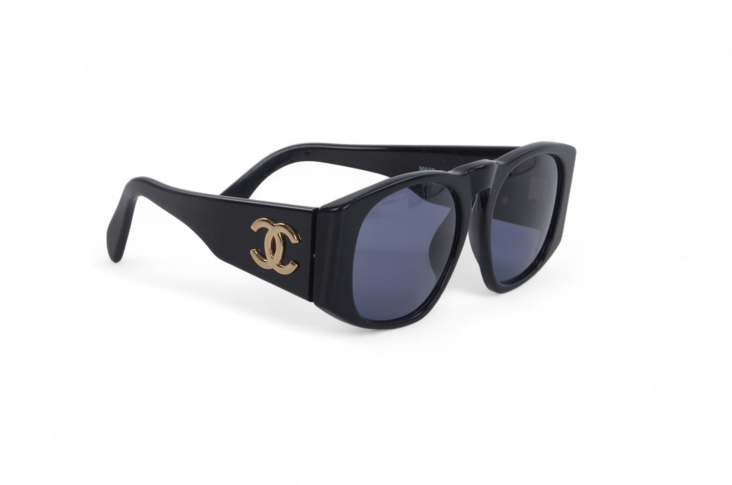 Chanel CC Logo Oversize Black Vintage Sunglasses Glasses Designer Classic Authentic