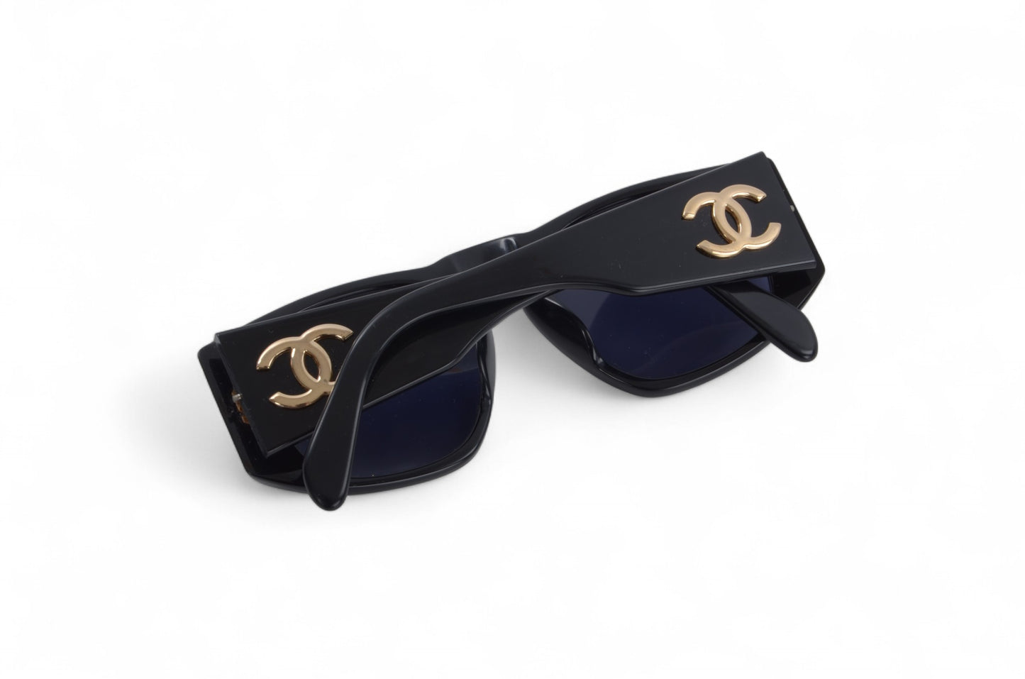 Chanel CC Logo Oversize Black Vintage Sunglasses Glasses Designer Classic Authentic