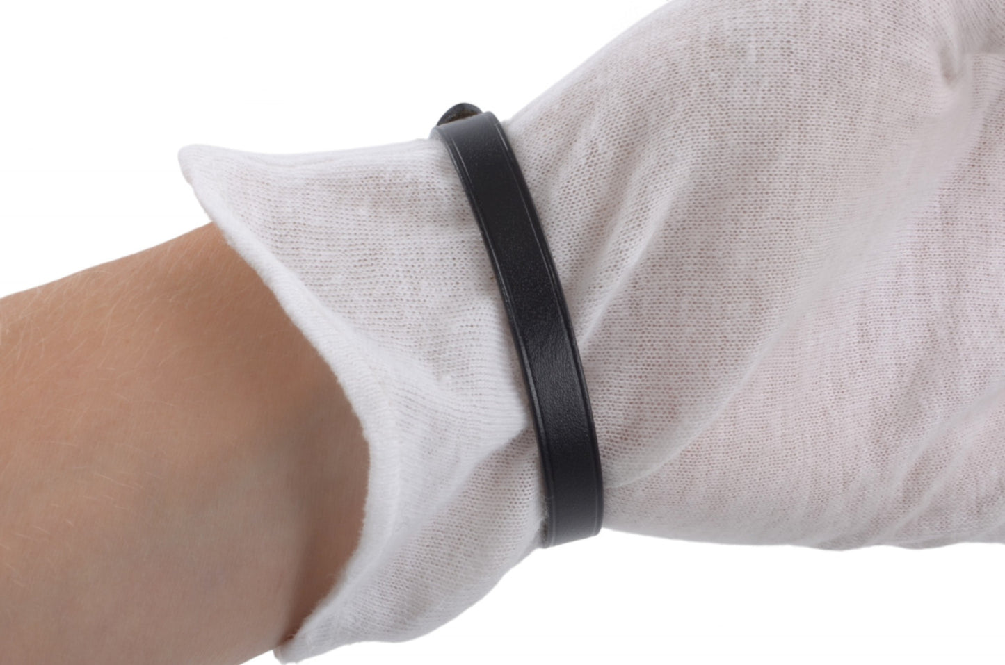 Hermès Hapi Black Leather Bracelet Silver hardware Designer Classic Authentic