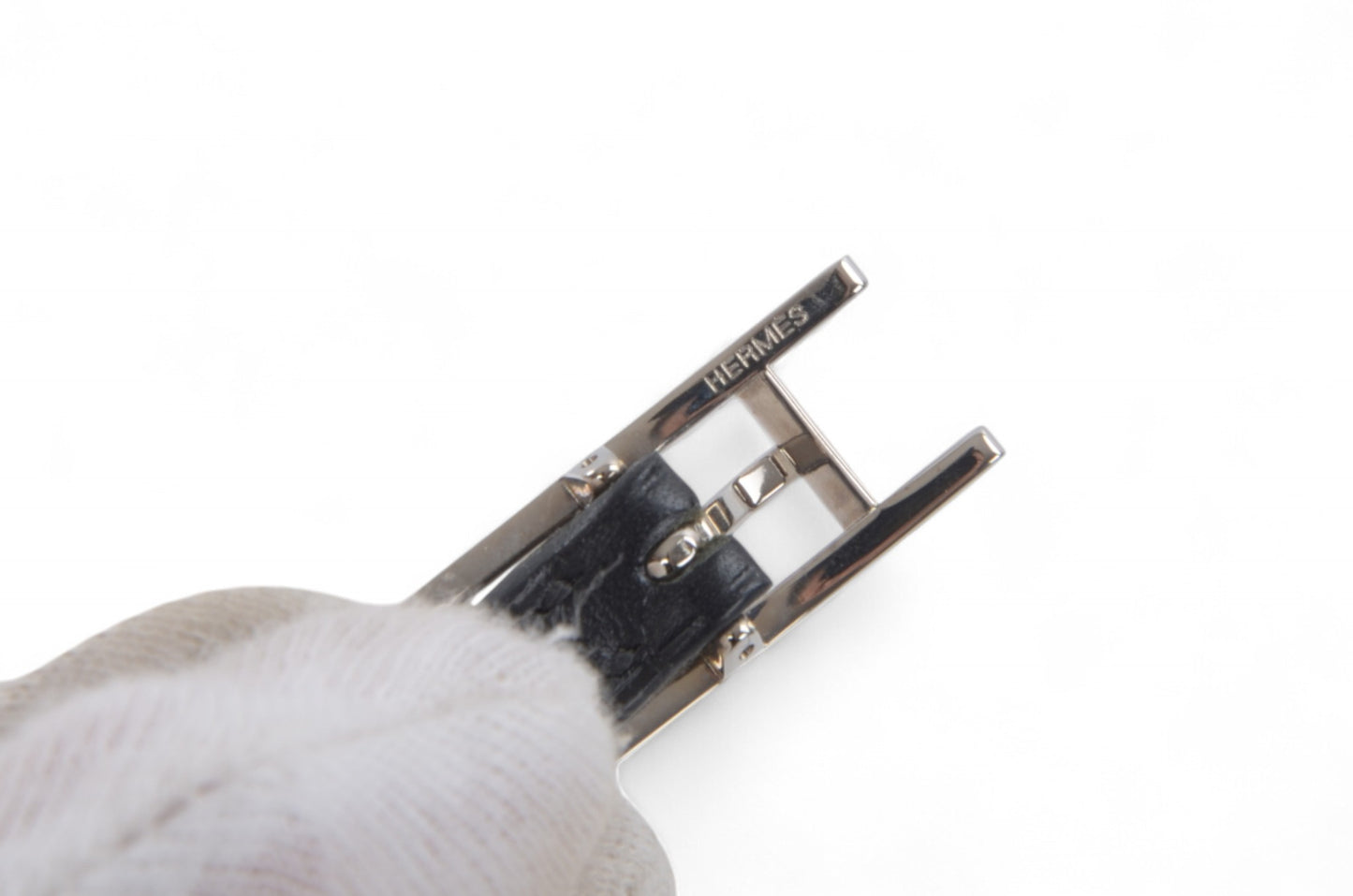 Hermès Hapi Black Leather Bracelet Silver hardware Designer Classic Authentic