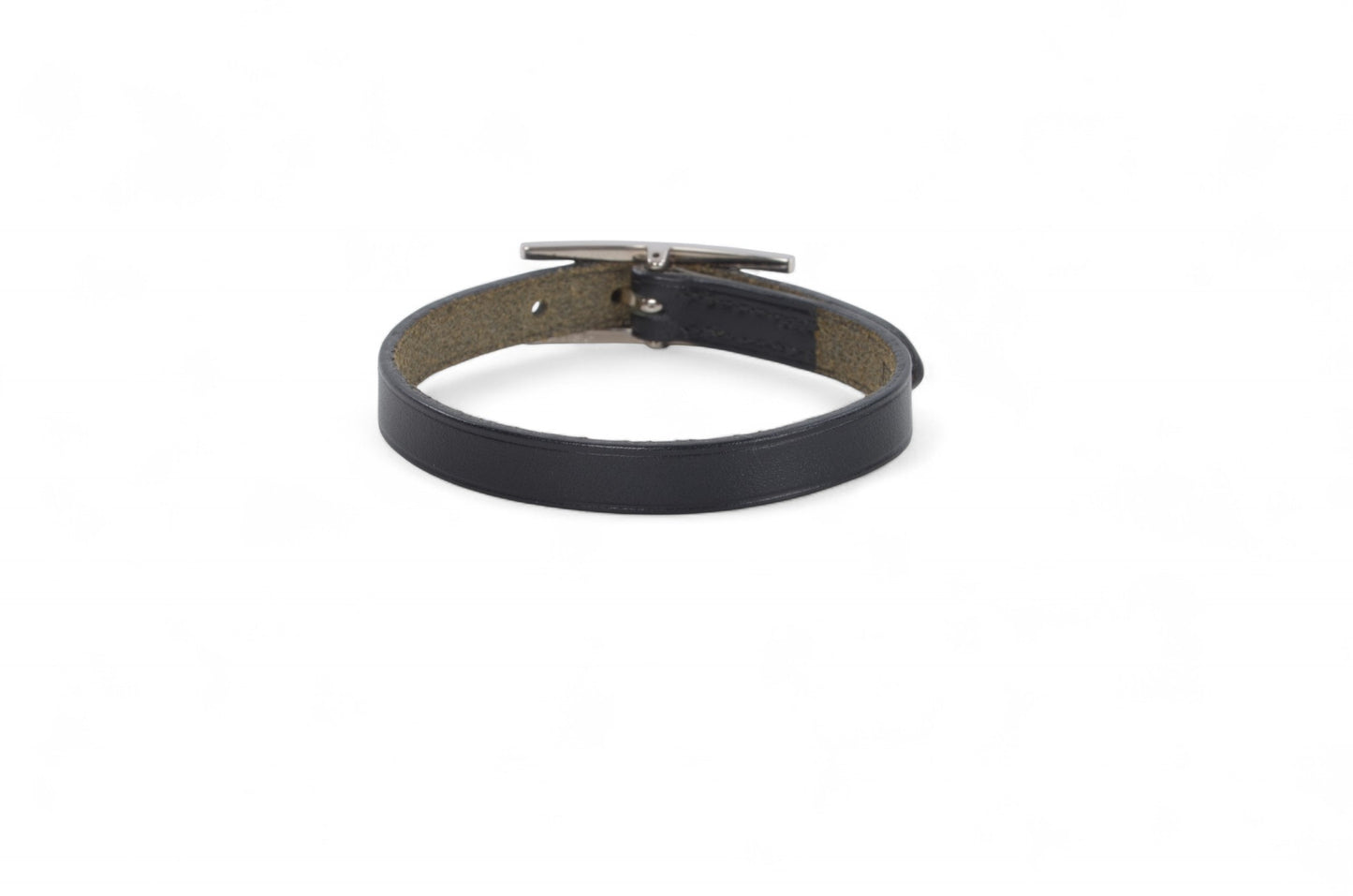 Hermès Hapi Black Leather Bracelet Silver hardware Designer Classic Authentic