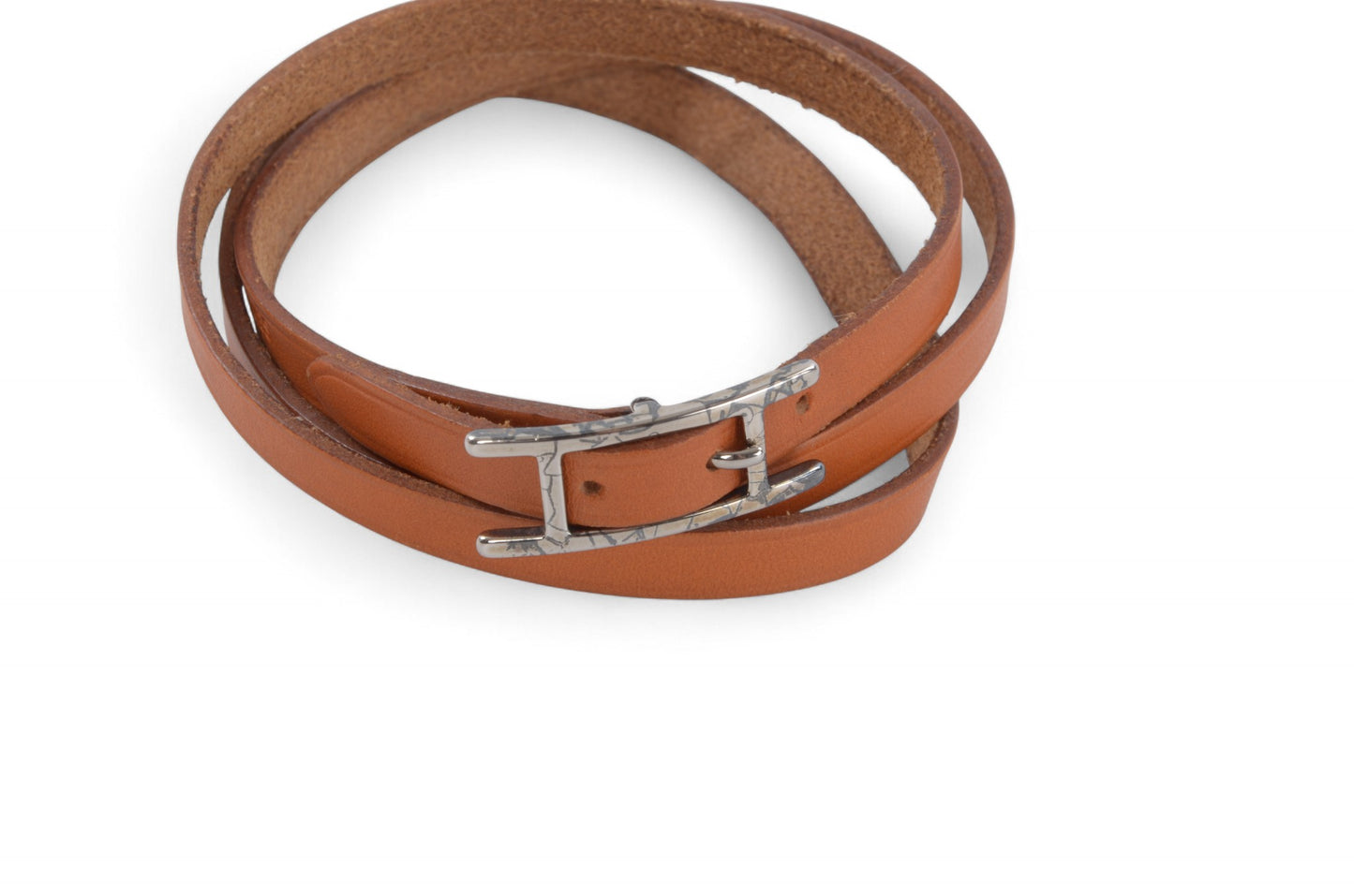 Hermès Hapi 3 Brown Leather Bracelet Silver hardware 3-row Behapi Designer Classic Authentic
