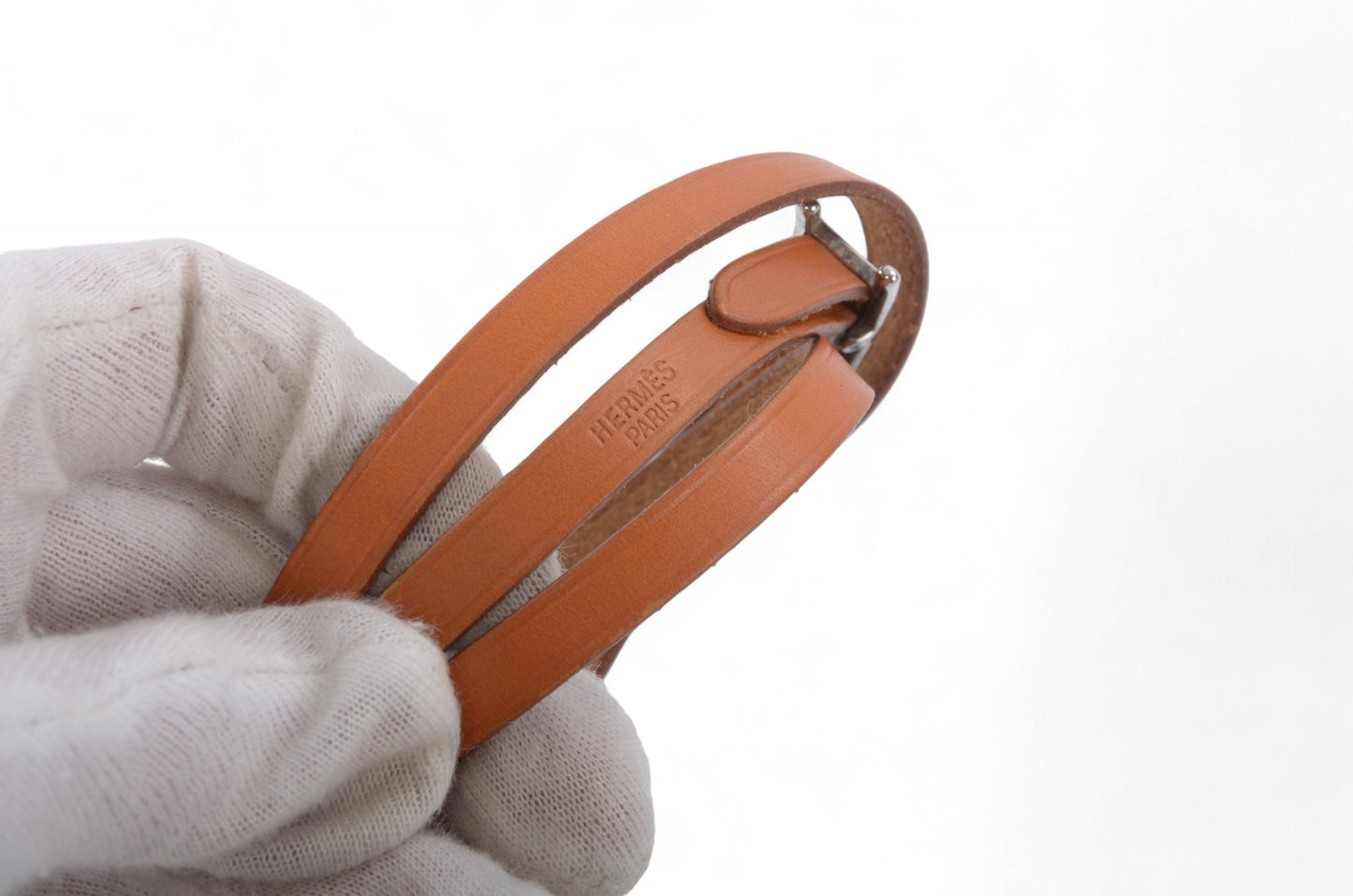 Hermès Hapi 3 Brown Leather Bracelet Silver hardware 3-row Behapi Designer Classic Authentic