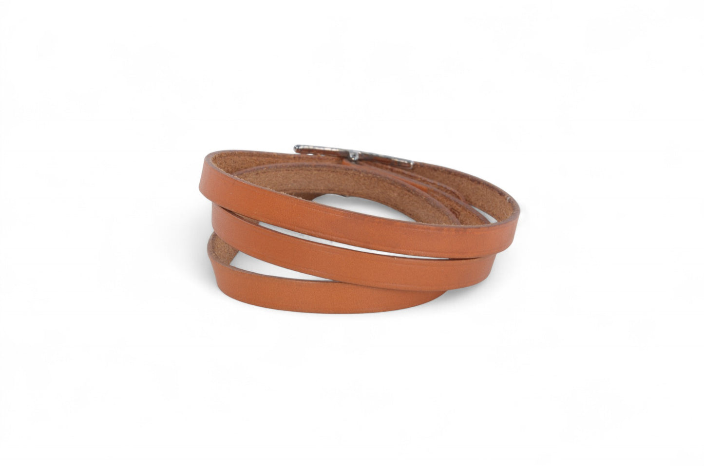 Hermès Hapi 3 Brown Leather Bracelet Silver hardware 3-row Behapi Designer Classic Authentic