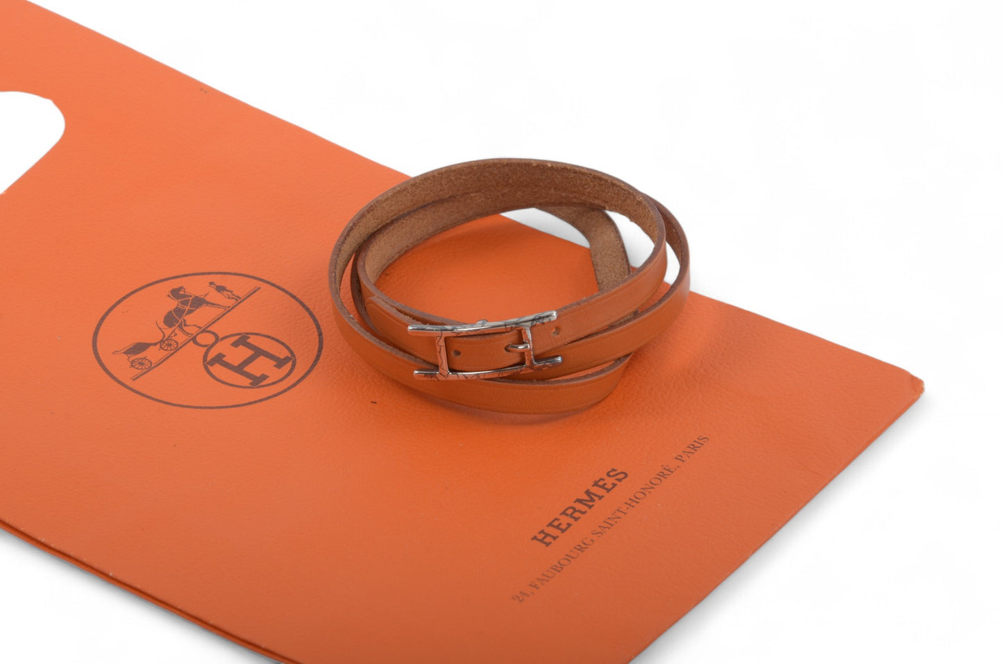 Hermès Hapi 3 Brown Leather Bracelet Silver hardware 3-row Behapi Designer Classic Authentic