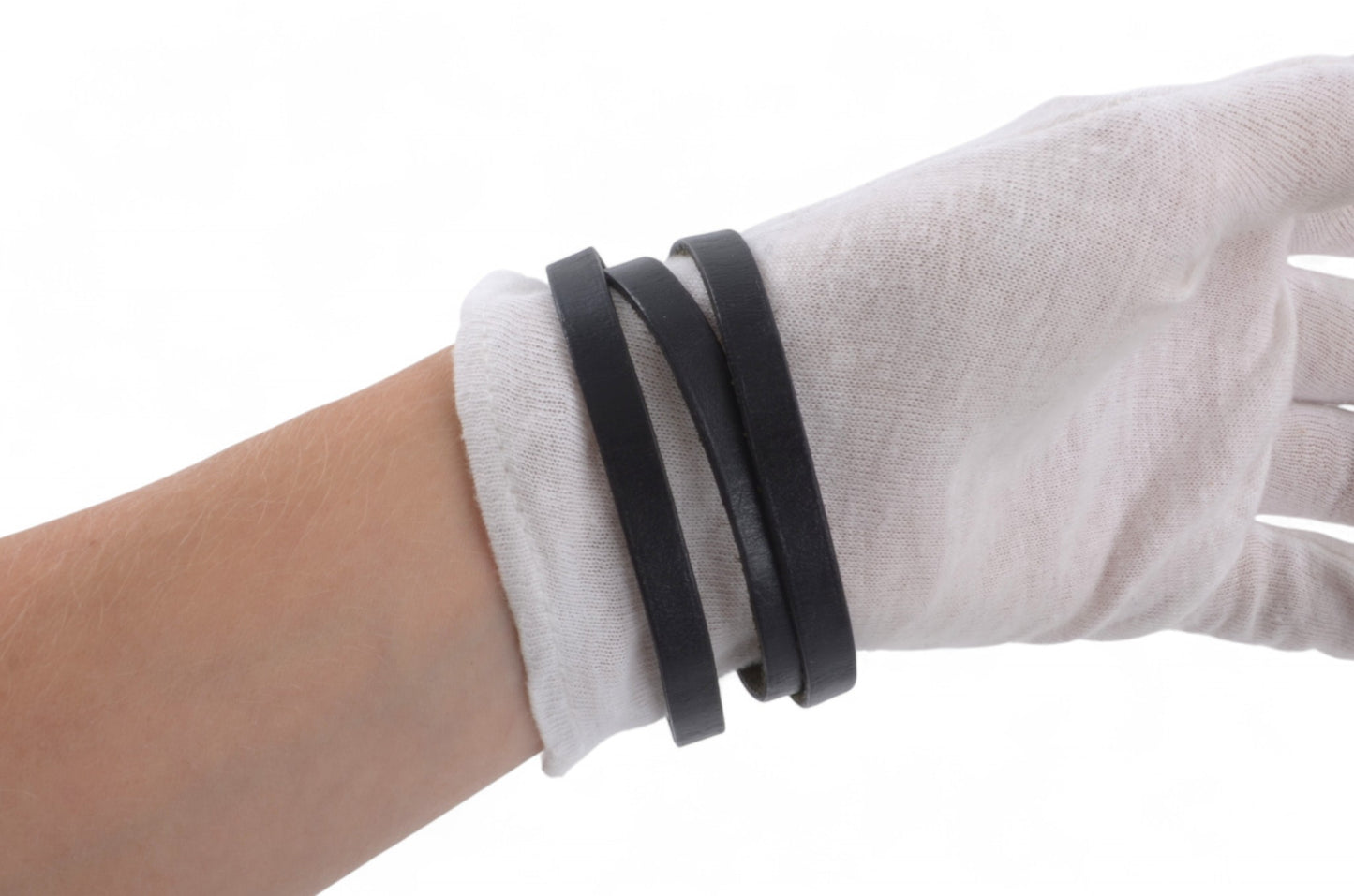 Hermès Hapi 3 Black Leather Bracelet Silver hardware 3-row Behapi Designer Classic Authentic