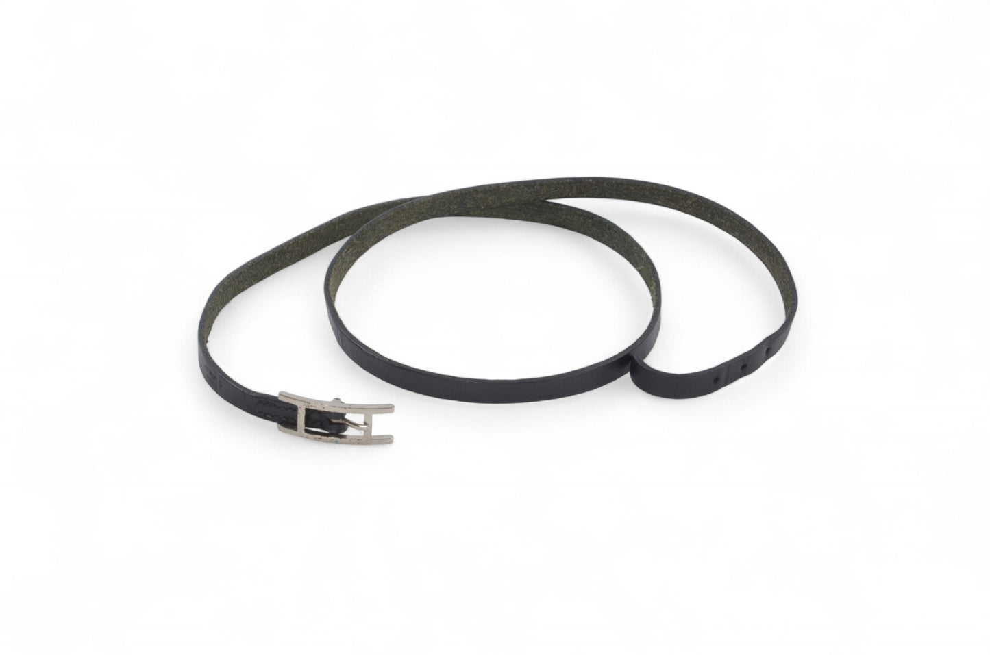 Hermès Hapi 3 Black Leather Bracelet Silver hardware 3-row Behapi Designer Classic Authentic