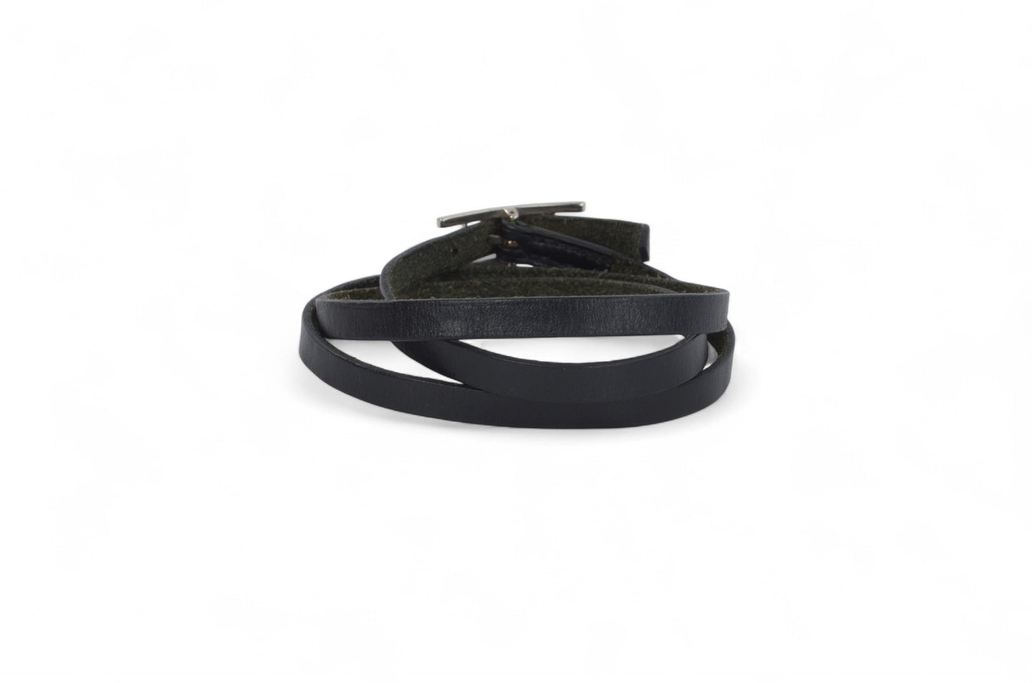 Hermès Hapi 3 Black Leather Bracelet Silver hardware 3-row Behapi Designer Classic Authentic