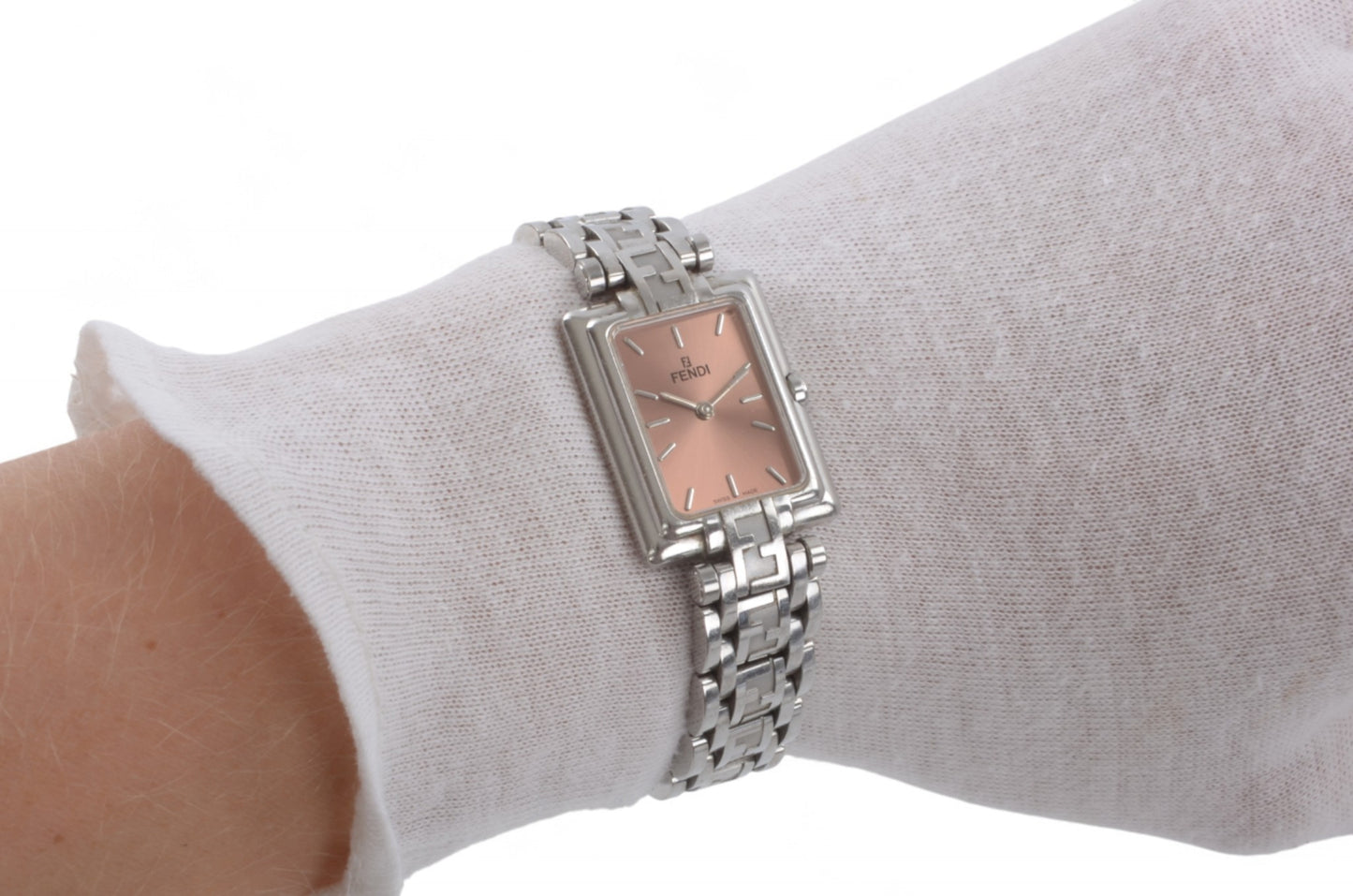 Fendi Women's Watch 710L Quartz Wristwatch Pink Dial Silver Ladies Designer Classic Authentic