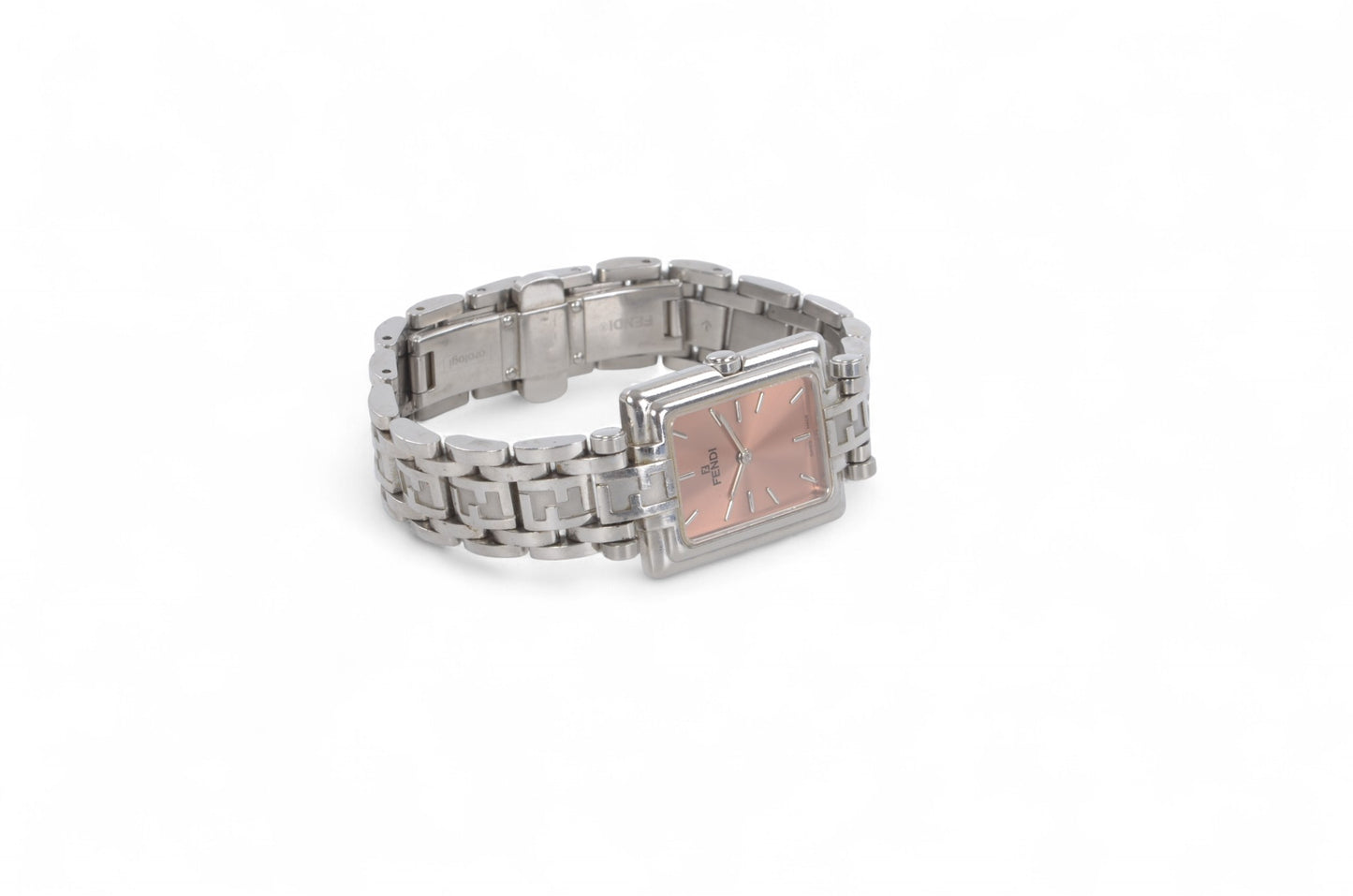 Fendi Women's Watch 710L Quartz Wristwatch Pink Dial Silver Ladies Designer Classic Authentic