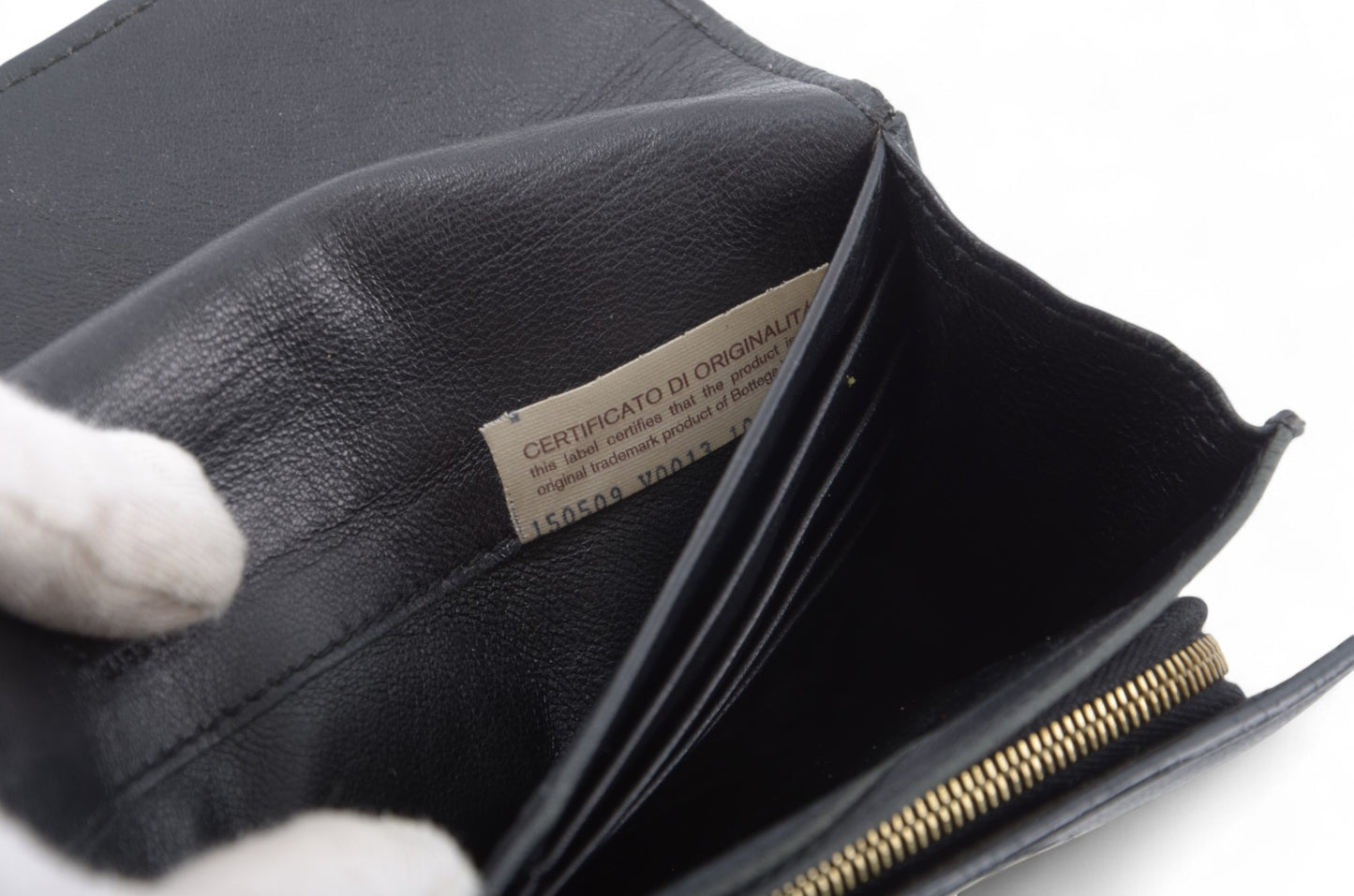 Bottega Veneta Intrecciato Leather Bifold Long Wallet Cardholder Crossbody Bag Black Designer Classic