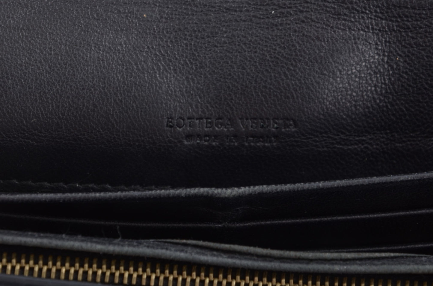 Bottega Veneta Intrecciato Leather Bifold Long Wallet Cardholder Crossbody Bag Black Designer Classic