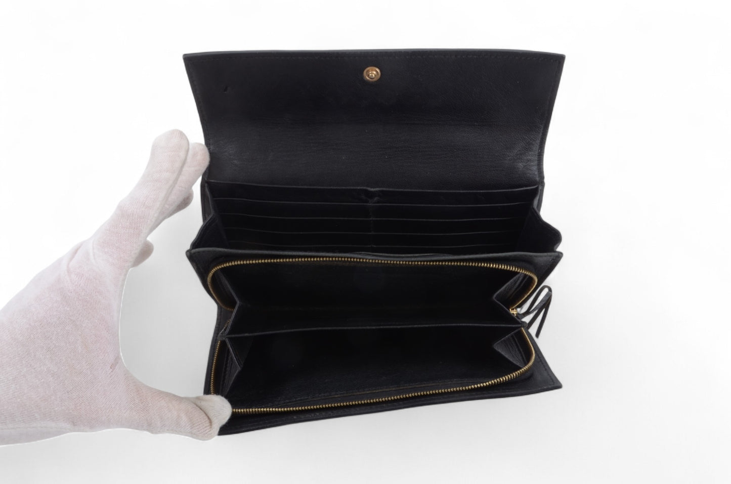 Bottega Veneta Intrecciato Leather Bifold Long Wallet Cardholder Crossbody Bag Black Designer Classic