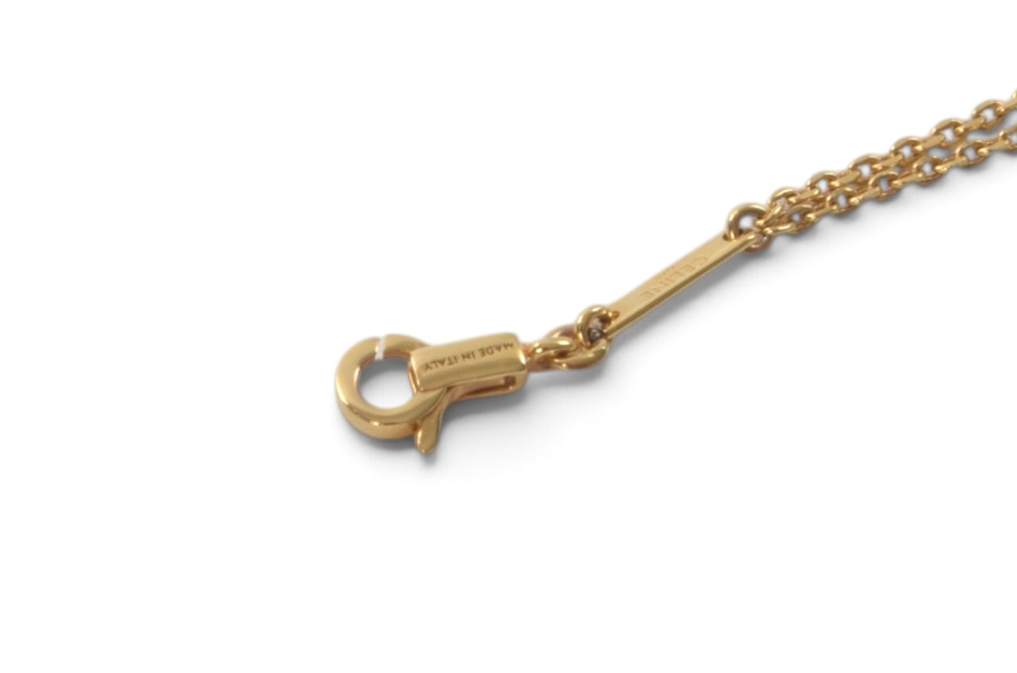 Celine Vintage Triomphe Pearl Logo Bracelet Link Chain Designer Classic Gold