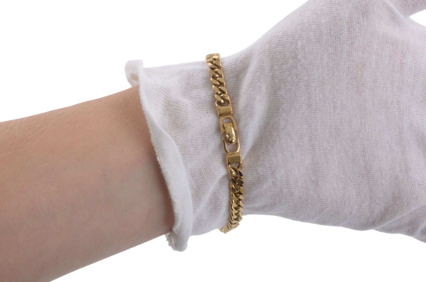 Christian Dior CD Link Logo Bracelet Vintage Gold tone Metal Designer Classic Authentic