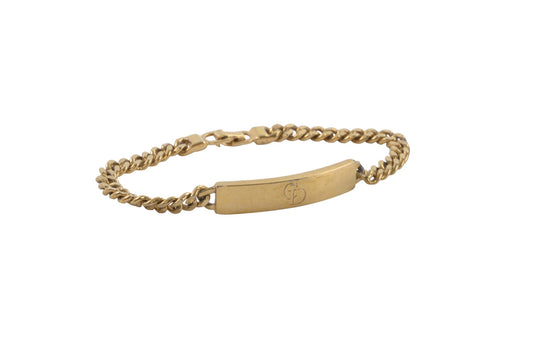 Christian Dior CD Link Logo Bracelet Vintage Gold tone Metal Designer Classic Authentic