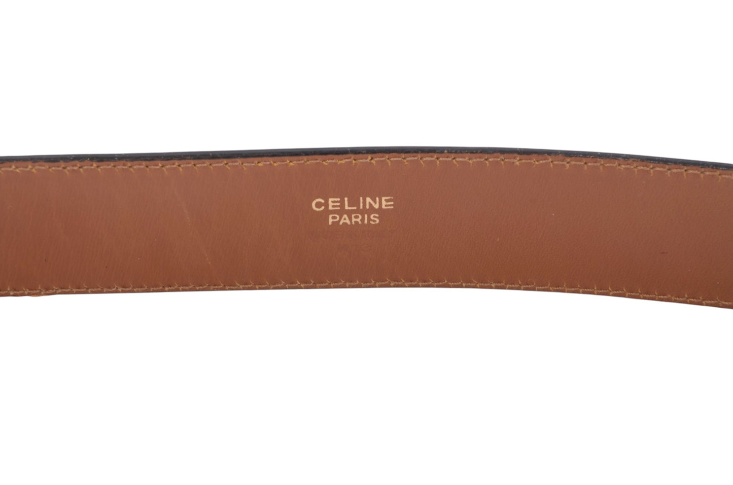 Celine Vintage Leather Belt Circle Star Ball Hardware Women's Brown Gold Buckle Designer Classic