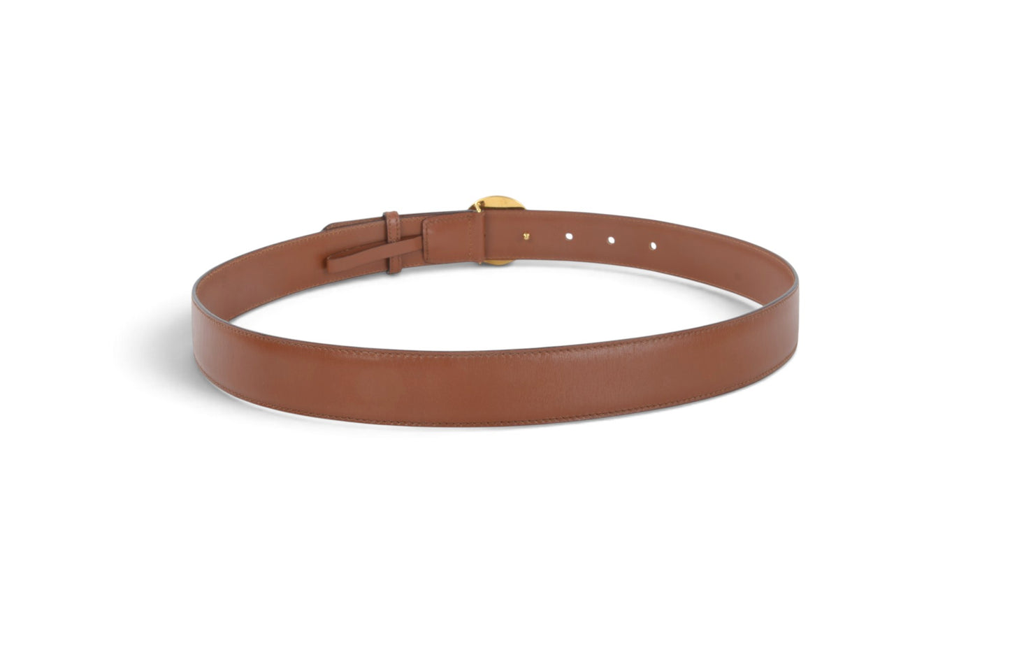 Celine Vintage Leather Belt Circle Star Ball Hardware Women's Brown Gold Buckle Designer Classic