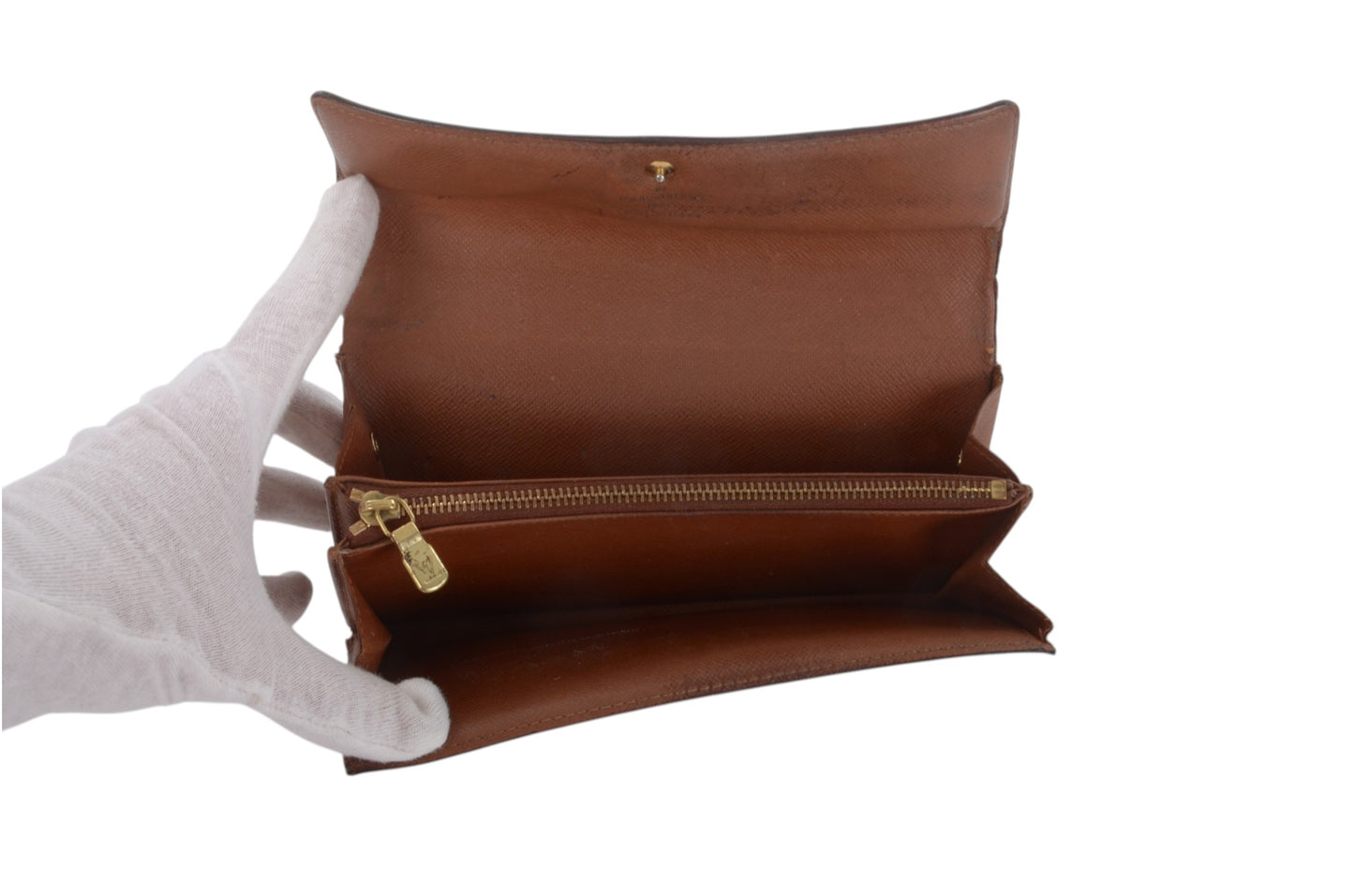 Louis Vuitton Sarah Monogram Wallet Vintage Leather Canvas Brown Crossbody Bag