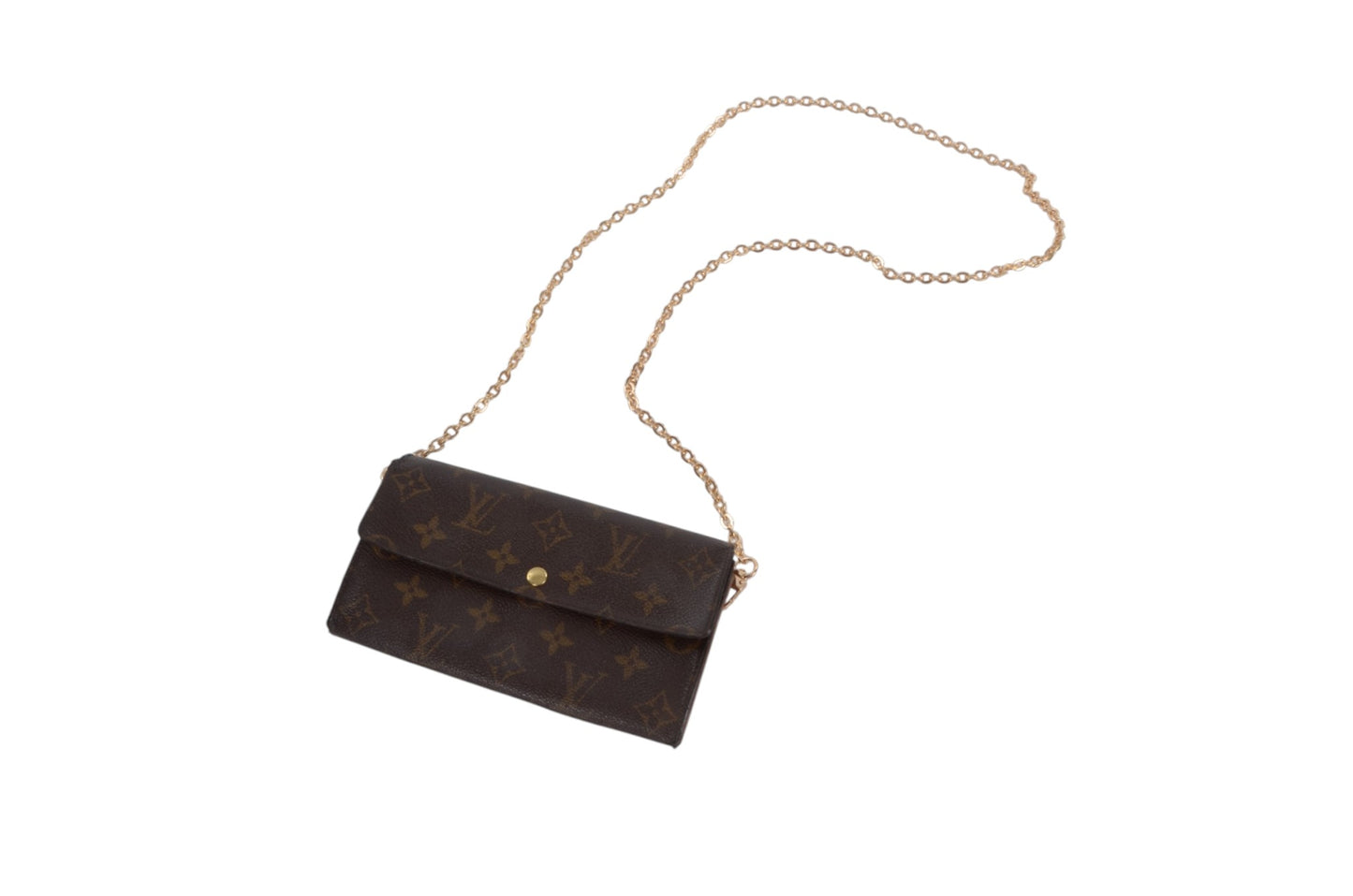 Louis Vuitton Sarah Monogram Wallet Vintage Leather Canvas Brown Crossbody Bag