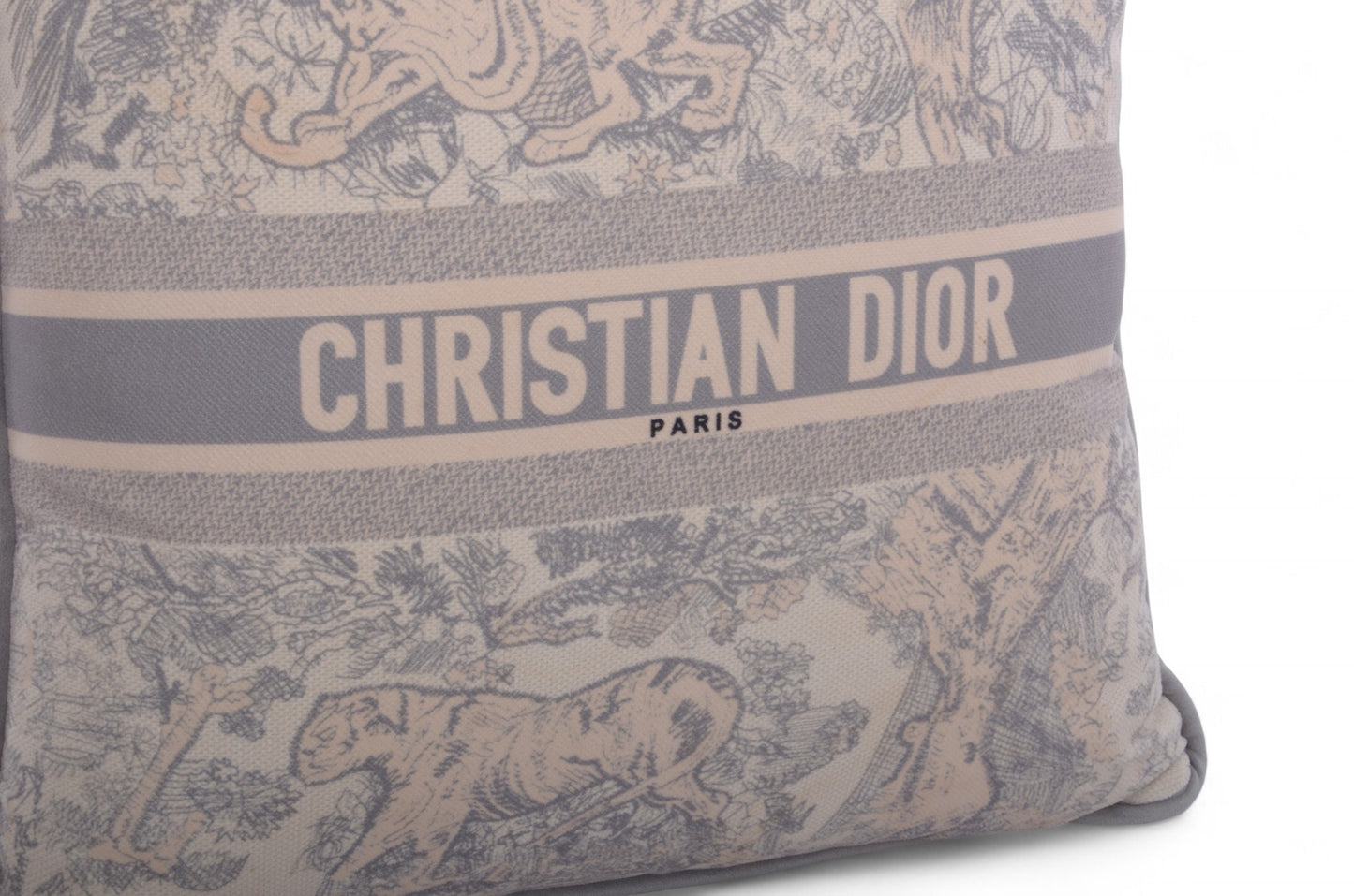 Christian Dior Small Square Pillow Toile de Jouy Gray Cushion Pillowcase Designer Classic
