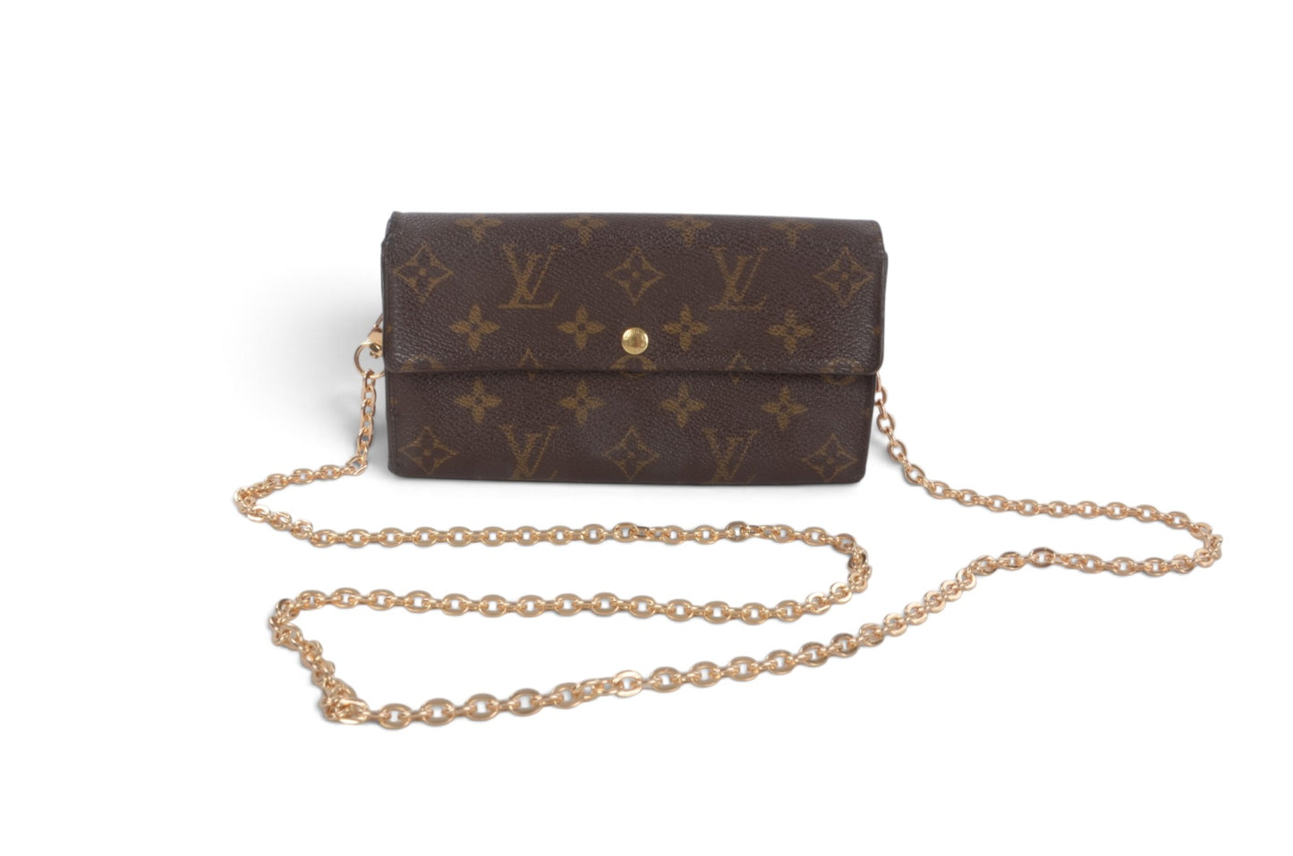 Louis Vuitton Sarah Monogram Wallet Vintage Leather Canvas Brown Crossbody Bag