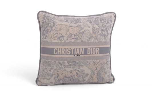 Christian Dior Small Square Pillow Toile de Jouy Gray Cushion Pillowcase Designer Classic