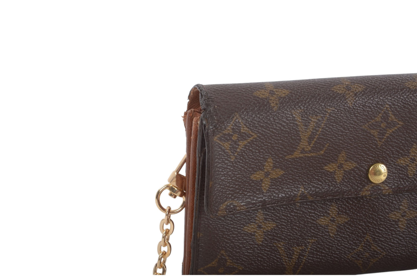 Louis Vuitton Sarah Monogram Wallet Vintage Leather Canvas Brown Crossbody Bag
