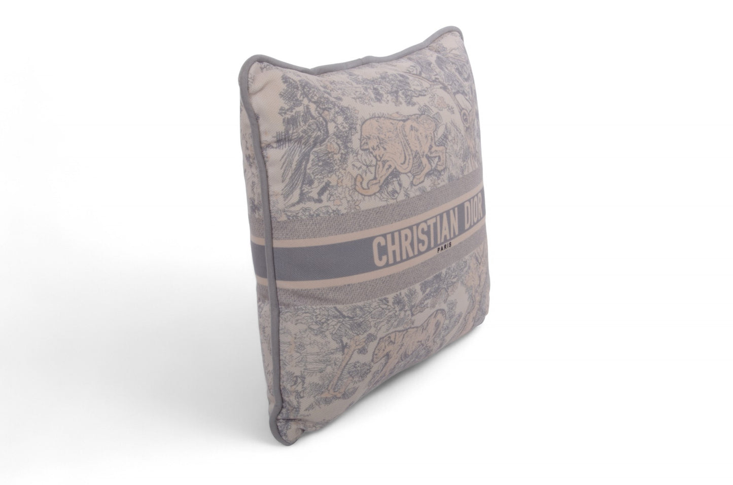 Christian Dior Small Square Pillow Toile de Jouy Gray Cushion Pillowcase Designer Classic