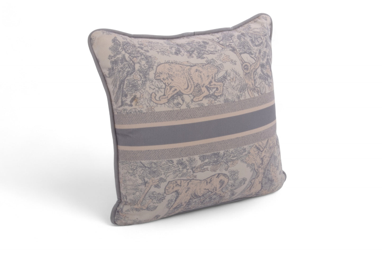Christian Dior Small Square Pillow Toile de Jouy Gray Cushion Pillowcase Designer Classic