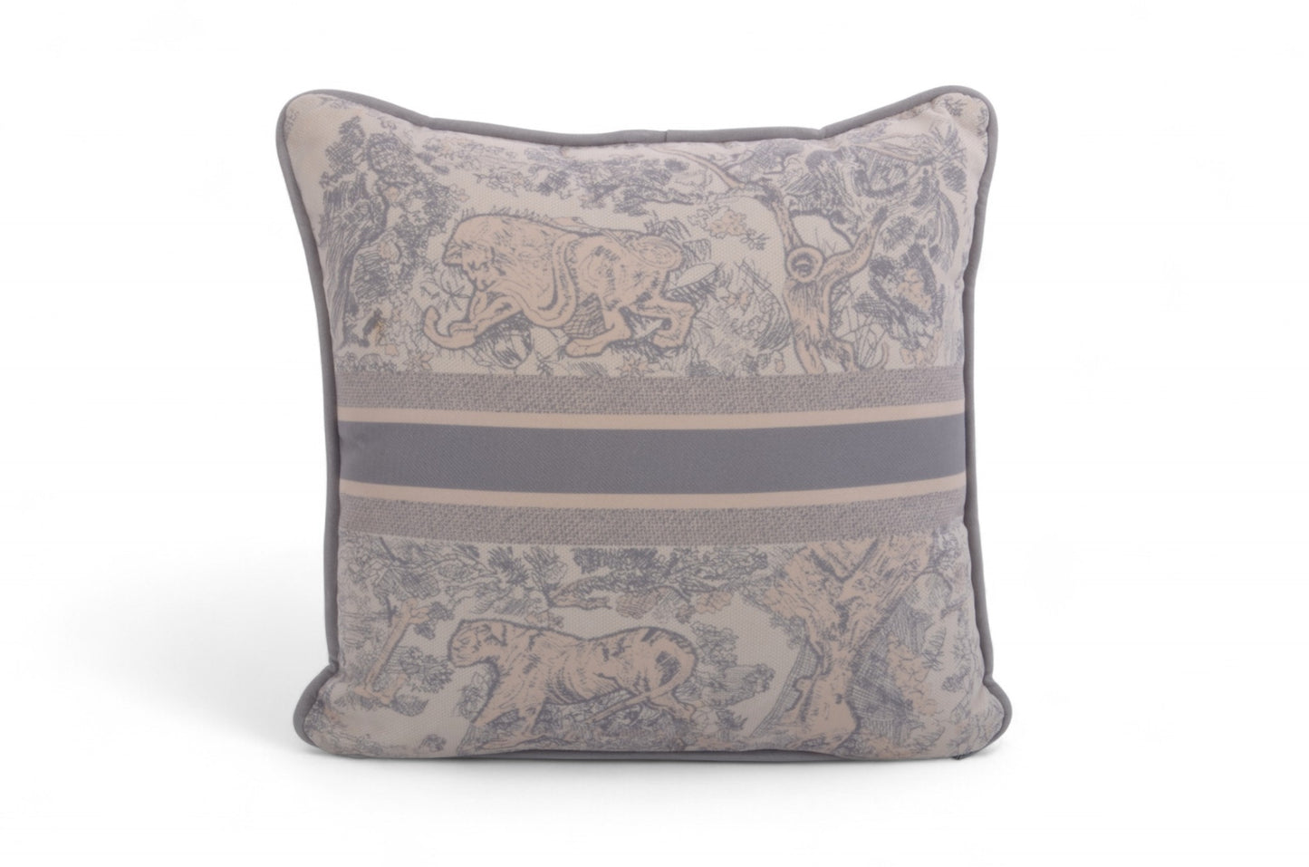Christian Dior Small Square Pillow Toile de Jouy Gray Cushion Pillowcase Designer Classic