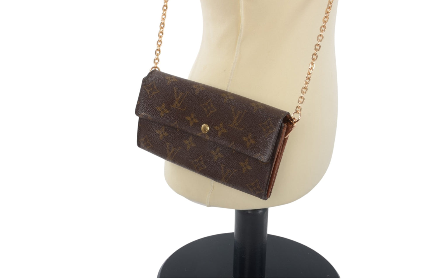 Louis Vuitton Sarah Monogram Wallet Vintage Leather Canvas Brown Crossbody Bag