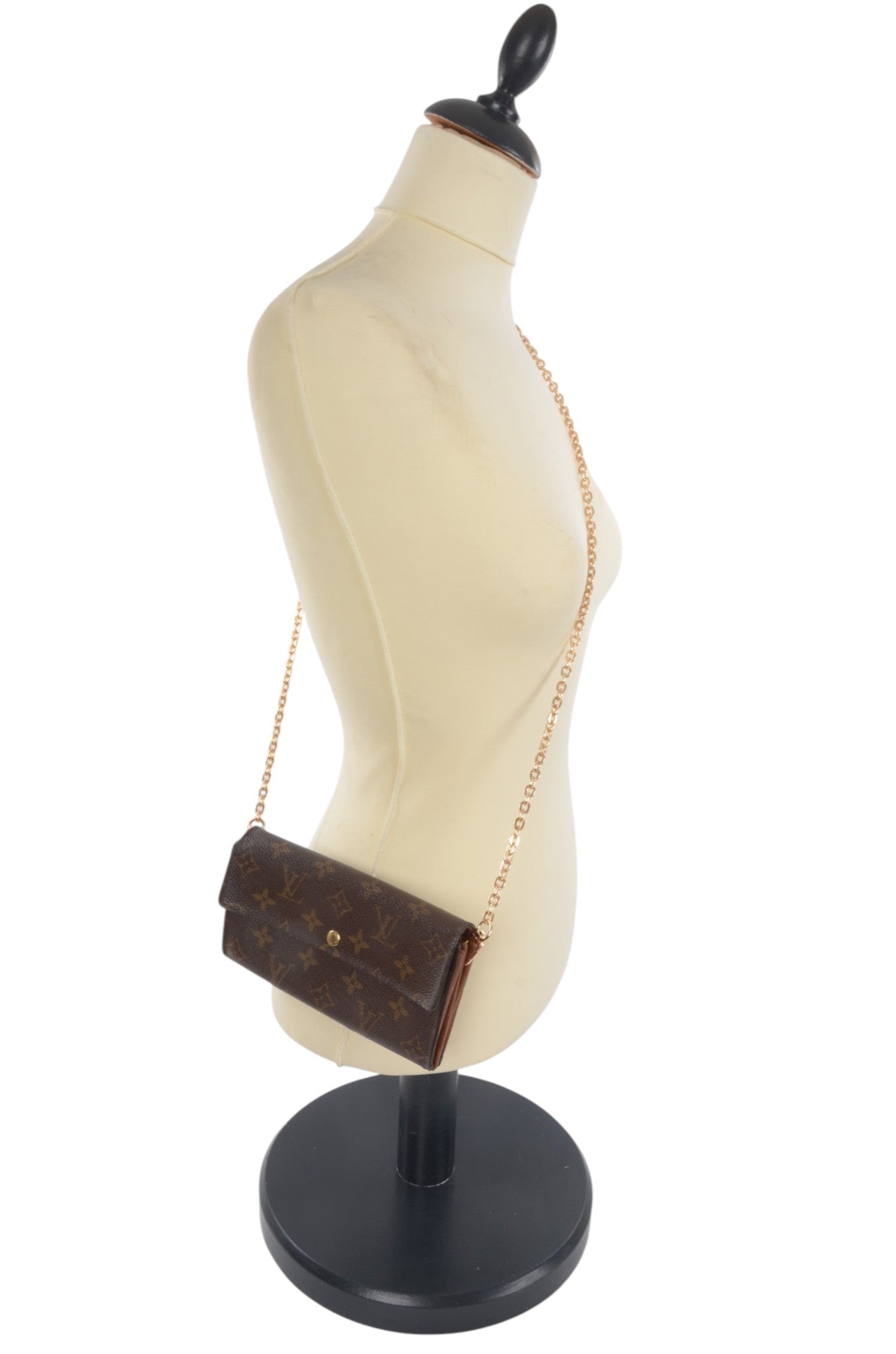Louis Vuitton Sarah Monogram Wallet Vintage Leather Canvas Brown Crossbody Bag