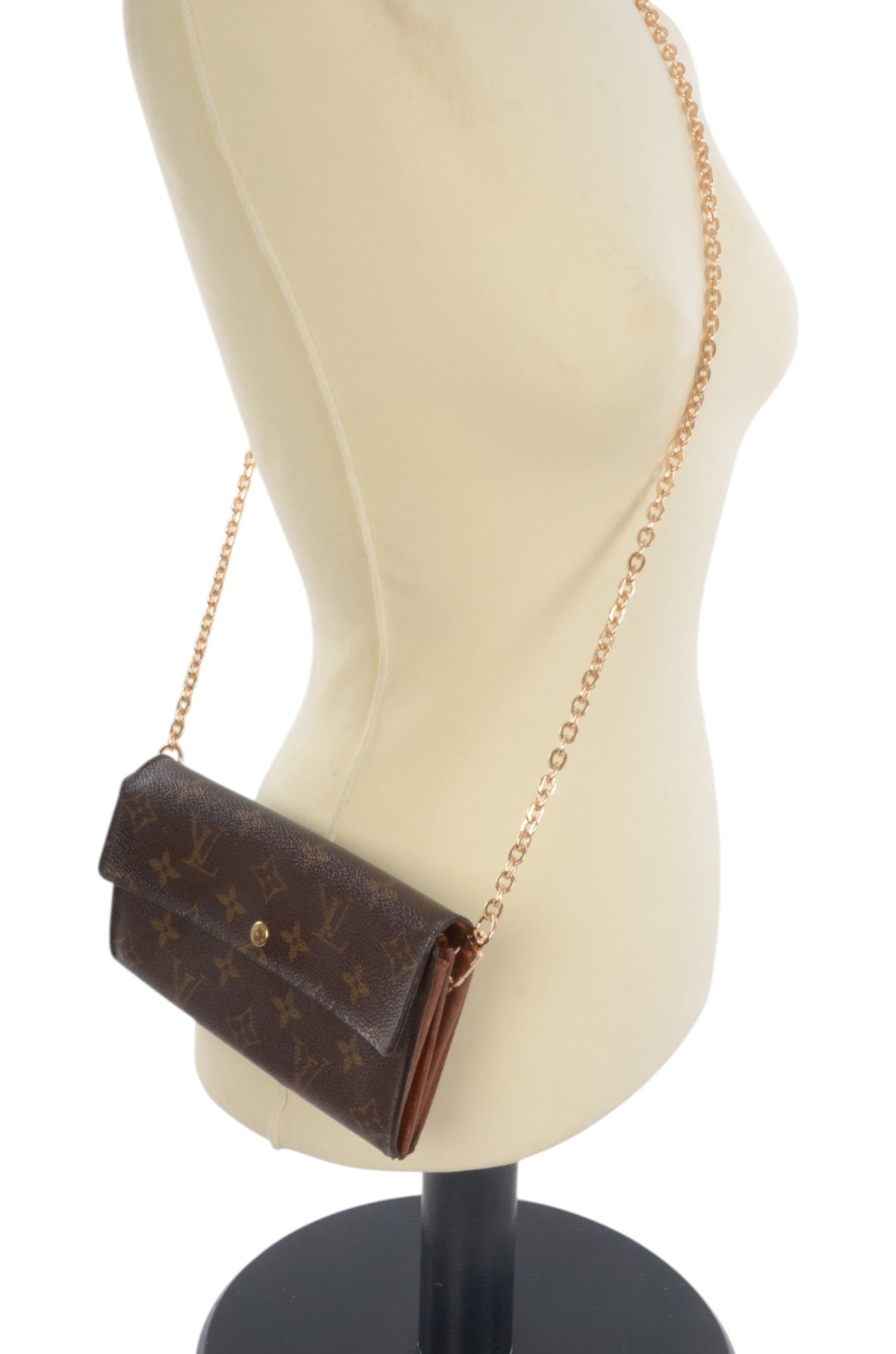 Louis Vuitton Sarah Monogram Wallet Vintage Leather Canvas Brown Crossbody Bag