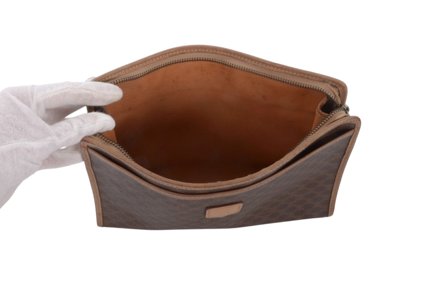 Celine Vintage Triomphe Clutch Bag Evening Bag Pouch Make Up Vanity Toiletry Monogram Canvas Designer Classic