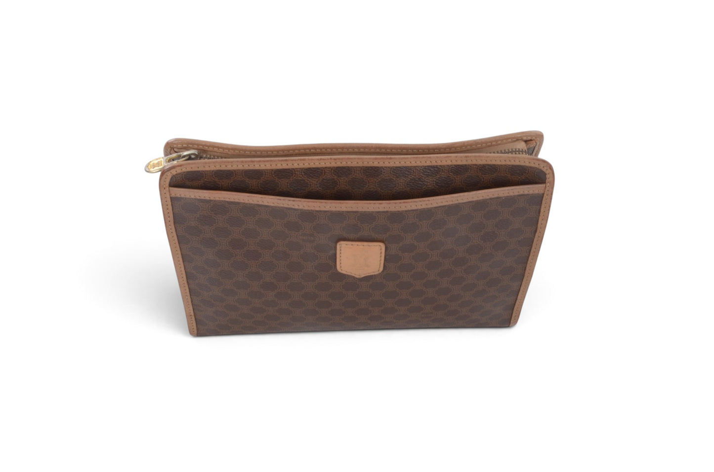 Celine Vintage Triomphe Clutch Bag Evening Bag Pouch Make Up Vanity Toiletry Monogram Canvas Designer Classic